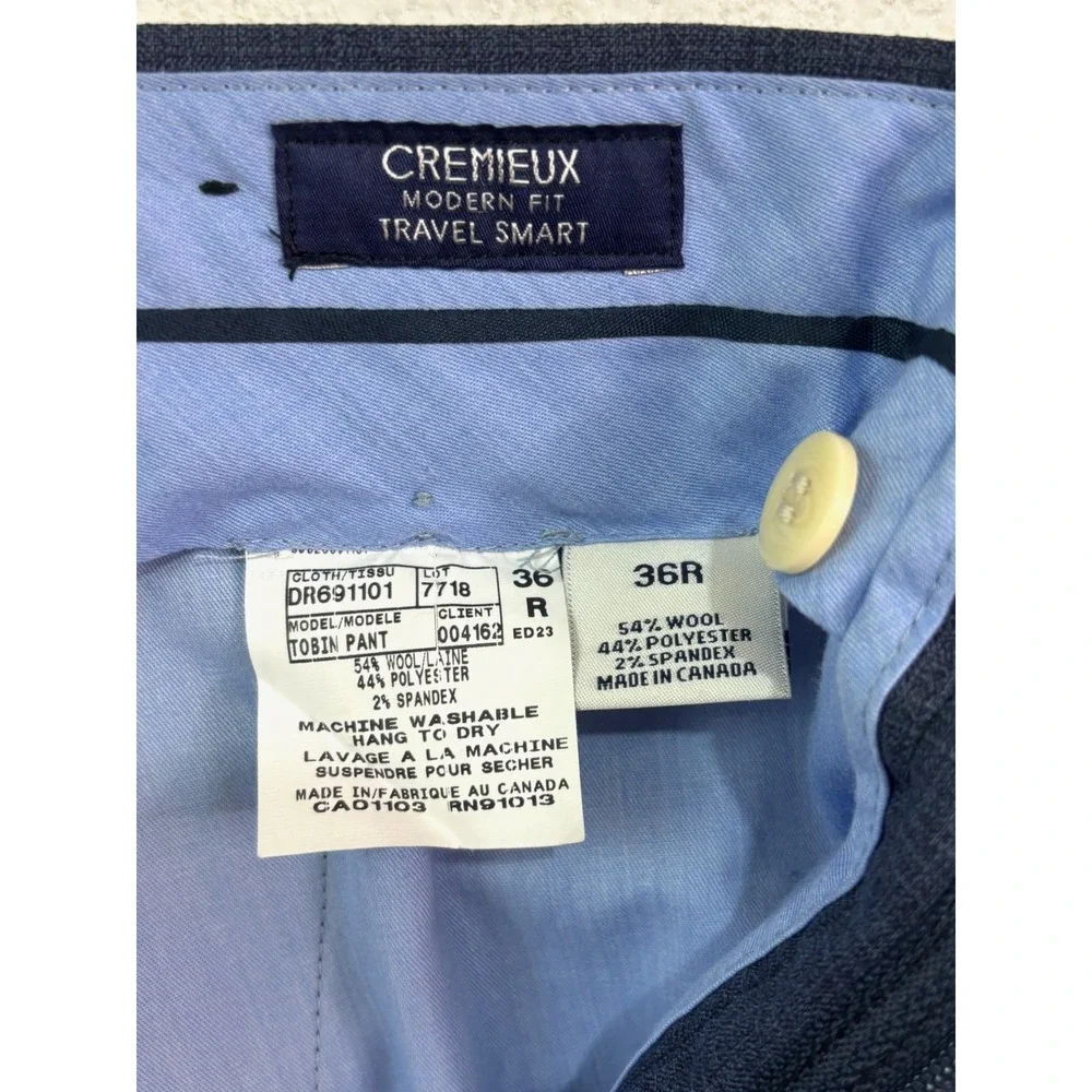 NEW Cremieux 36x30 Navy Blue Dress Suit Pants Modern Fit Travel Smart Wool Blend